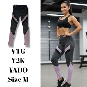 Vintage Y2K Yado Gray/Pink/Black ColorBlock Yoga Fitness Activewear Leggings M